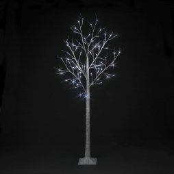 Pre-Lit Christmas White Birch Tree with 150cm/5ft height and 64 Cool Ice White Micro Led