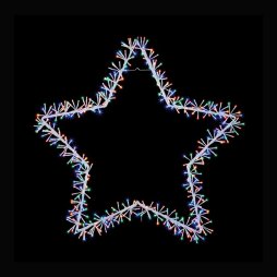 Christmas 90cm Silver Star with 320 Multi-colour Cluster Led Light - Indoor or outdoor use