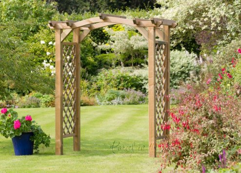 Pontevedra Wave Top Garden Arch with Trellis Sides