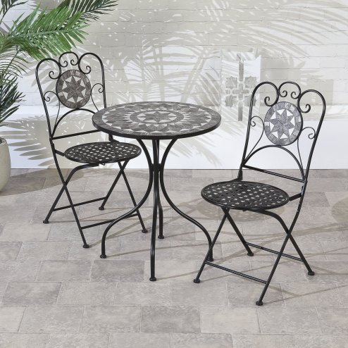 Black Star 2 Seater Mosaic Bistro Set