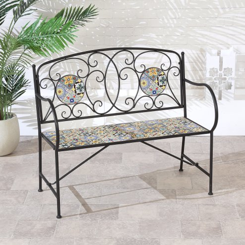 Majorelle 2 Seater Mosaic Garden Bench