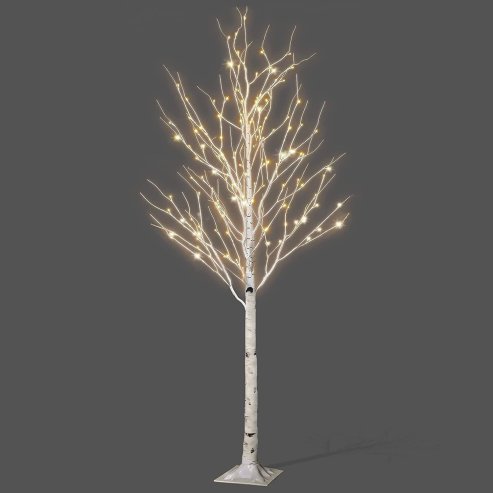 Pre-Lit Christmas White Birch Tree 150cm height with 400 Warm White Micro Led