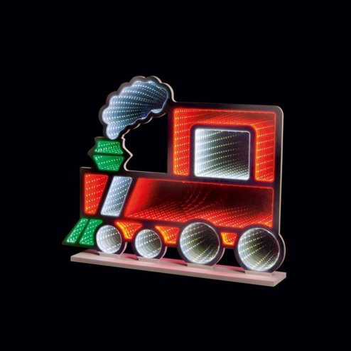 Christmas Standing Train Infinity Mirror 60cm - Multicoloured 3D Double Sided LED Light Effect