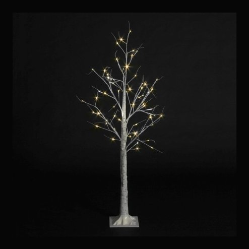Pre-Lit Christmas White Birch Tree with 150cm/5ft height and 64 Warm White Micro Led