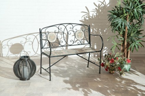 Turin Wrought Iron Mosaic Bench