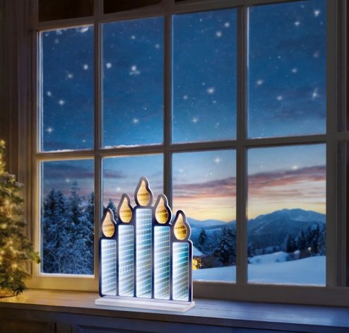 Christmas Candle Bridge Infinity Mirror 60cm - Multicoloured 3D Double Sided LED Light Effect