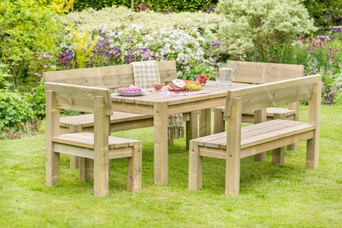 Leida Solidwood Garden Set (Table, 2 Benches & 2 chairs)