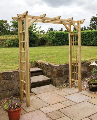 Flat Top Garden Arch with Trellis Image