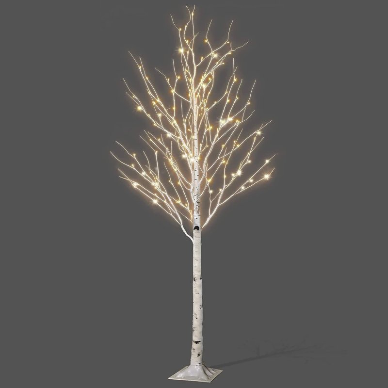 Pre-Lit Christmas White Birch Tree 150cm height with 400 Warm White Micro Led