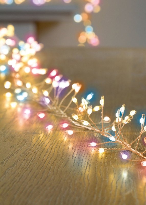 Christmas Fairy String Twinkle - 800 Rainbow Multi-coloured Door Garland Cluster Micro ultra bright LED Lights with Rose Gold pin wire String - indoor or outdoor use