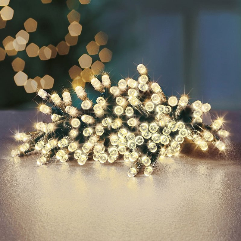 Christmas String Lights 1000 Warm White leds & 100m long - Battery Operated With Timer and Multi Function (Indoor or Outdoor)