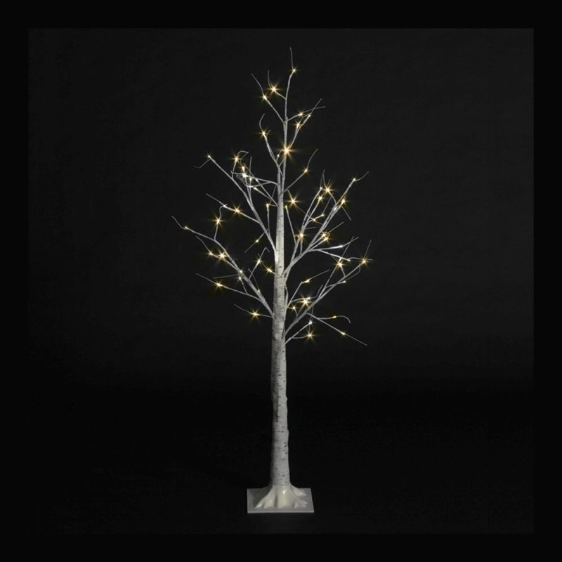 Pre-Lit Christmas White Birch Tree with 180cm/6ft height and 80 Warm White Micro Led