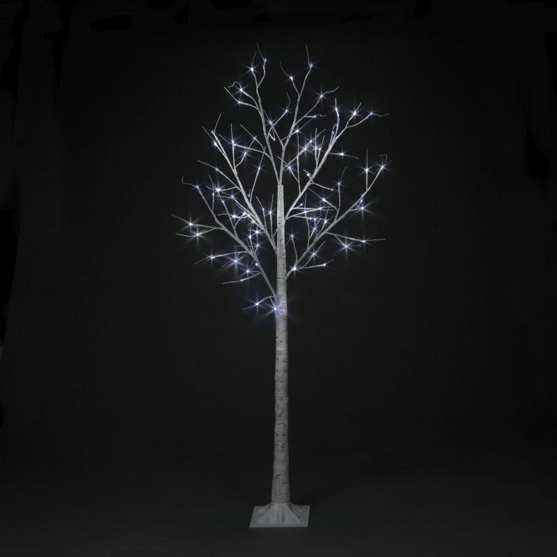 Pre-Lit Christmas White Birch Tree with 150cm/5ft height and 64 Cool Ice White Micro Led