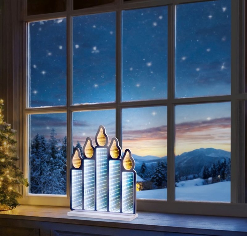 Christmas Candle Bridge Infinity Mirror 60cm - Multicoloured 3D Double Sided LED Light Effect