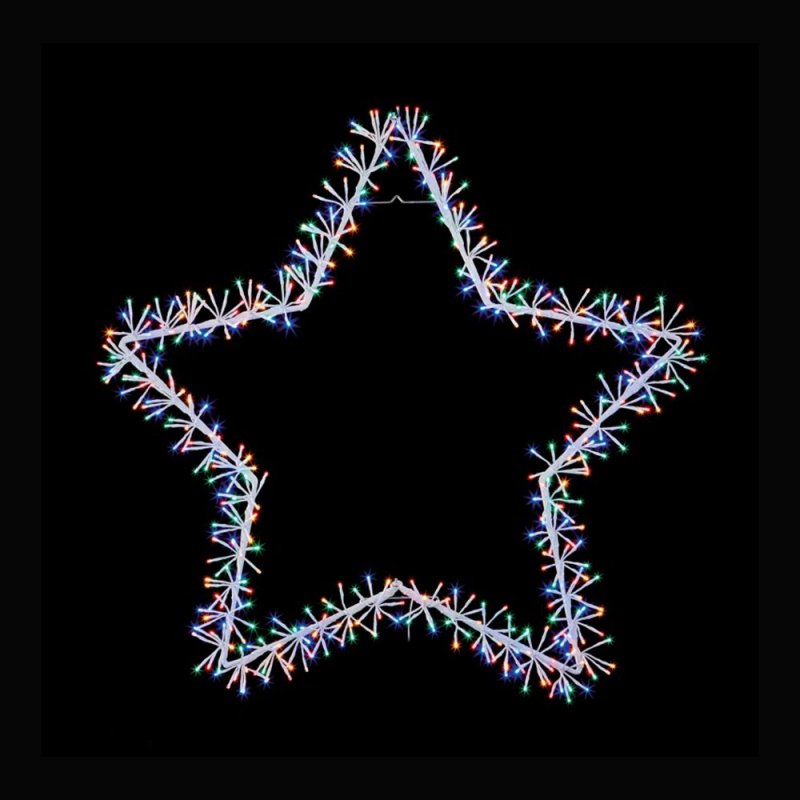 Christmas 90cm Silver Star with 320 Multi-colour Cluster Led Light - Indoor or outdoor use