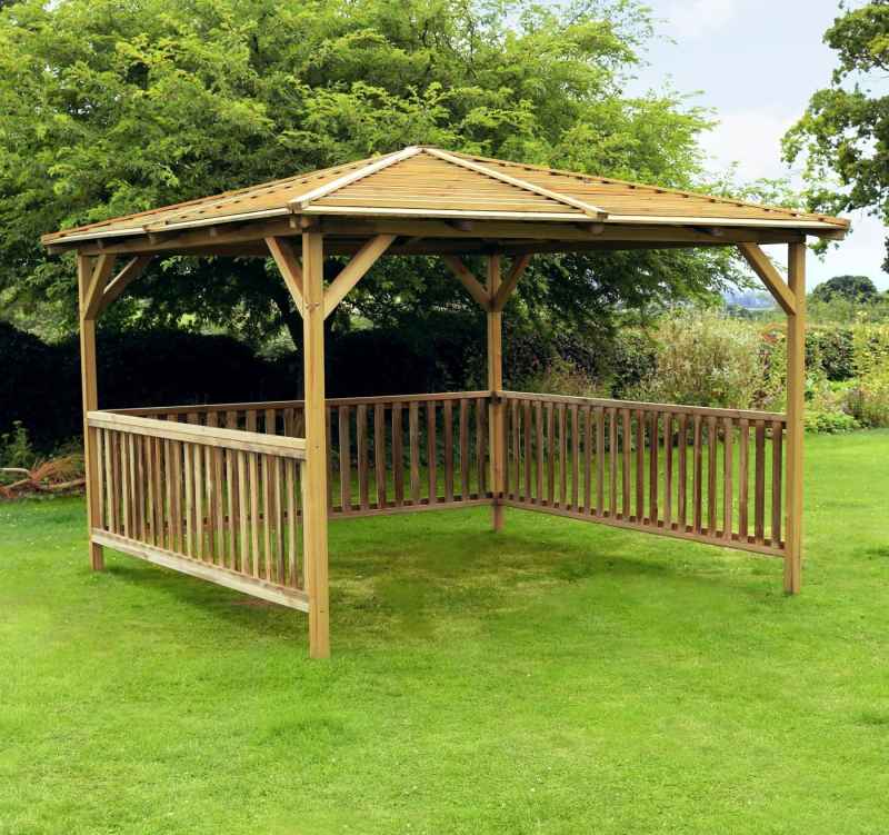 Benidorm 2.8m x 2.8m Garden Pavilion - Pressure Treated Wood Gazebo Shelter