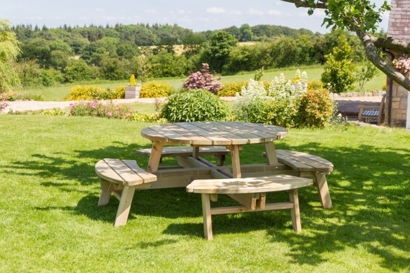 Large Round Wooden Picnic Table