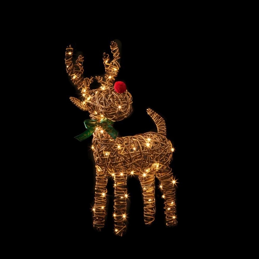 Led Rudolf Tree Charming 67cm Wicker Rudolph Reindeer with 80 LED Lights for Outdoors ...