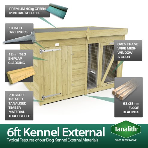 6X6 Dog Kennel (4ft Height) Flat Packed