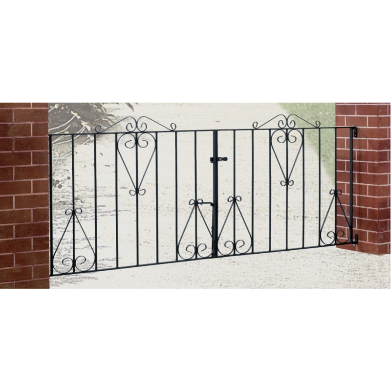 Classic Double Bow Top Metal Driveway Gates