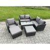 Fimous 7 Seater Rattan Wicker Garden Furniture Patio Conservatory Sofa Set with Rectangular Coffee Table Reclining Chair Love Sofa 2 Big Footstool