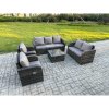 Fimous 7 Seater Garden Furniture Set Rattan Outdoor Lounge Sofa Chair With Tempered Glass Table Dark Grey Mixed
