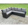Fimous 8 Seater?Outdoor High Back Rattan Adjustable Rising Lifting Dining Table Corner Sofa Set Garden Furniture Set Dark Grey Mixed Left Hand
