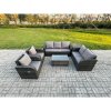 Fimous 7 Seater Rattan Wicker Garden Furniture Patio Conservatory Sofa Set with Rectangular Coffee Table 3 Seater Sofa Love Sofa Side Table