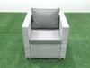 Fimous Rattan Garden Outdoor Furniture Sofa Set with Square Coffee Table 2 Chairs 3 Footstools Side Table Light Grey Mixed