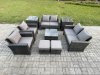 Fimous Outdoor Garden Furniture Sets 9 Pieces Wicker Rattan Furniture Manual Wicker Patio Sofa Patio Conversation Set with 2 Small Footstools 2 Side Tables Dark Grey Mixed
