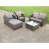 5 Seater PE Wicker Rattan Garden Furniture Loveseat Reclining Sofa Chair Table Footstool Outdoor Grey