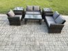 Fimous 6pcs Rattan Outdoor Garden Furniture Sofa Set with Coffee Table 2 Side Tables Dark Grey Mixed