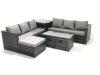 Fimous Garden Outdoor Rattan Furniture Set with Sofa Coffee table 3 Footstools Side Table Dark Grey Mixed