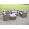 High Back Dark Mixed Grey Rattan Sofa Set Outdoor Furniture Square Coffee Table Big Footstool Chairs 2 Seater Love Sofa 7 Seater