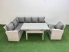 Fimous 7 Seater Rattan Garden Furniture Set Outdoor Patio Dining Corner Sofa Sets with Dining Table Chair Light Grey Mixed