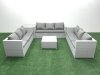Fimous Rattan Garden Outdoor Furniture Set 9 Seater Rattan Garden Sofa Set with Side Table Light Grey Mixed