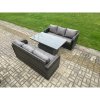 Fimous 6 Seater Garden Dining Sets Outdoor Rattan Furniture Lounge Sofa Height Adjustable Rising lifting Table Set Dark Grey Mixed