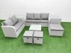 Fimous 8 Seater PE Rattan Wicker Garden Furniture Patio Conservatory Sofa Set with Square Coffee Table 3 Seater Sofa Love Sofa 3 Stool 2 Side Table