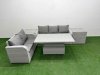 Fimous 5 Seater PE Rattan Wicker Garden Furniture Patio Conservatory Sofa Set with Adjustable Lifting Dining or Coffee Table 3 Seater Sofa Love Sofa 2 Side Table