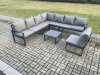 Fimous 8 Seater Patio Outdoor Garden Furniture Aluminium Lounge Corner Sofa Set with Square Coffee Table Dark Grey
