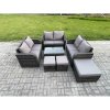 Fimous Outdoor Garden Furniture Sets 9 Seater Wicker Rattan Furniture Sofa Sets with Rectangular Coffee Table Love Sofa 3 Footstools Dark Grey Mixed