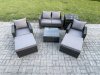 Fimous Rattan Wicker Garden Furniture Patio Conservatory Sofa Set with Square Coffee Table Armchair 2 Seater Sofa 2 Big Footstool Side Table