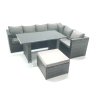 Fimous 7 Seater Rattan Corner Sofa Set Rectangular Dining Table Set With Seat And Back Cushion