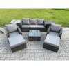 Fimous Patio Garden Furniture Sets Wicker 7 Seater Outdoor Rattan Furniture Sofa Sets with Square Coffee Table 2 Side Tables 2 Big Footstool