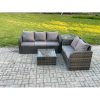 Fimous PE Rattan Garden Furniture Sets 5 Seater Outdoor Lounge Sofa Set Square Coffee Table Side Table