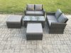 Fimous 5 Pieces Garden Furniture Sets Poly Rattan Outdoor Patio Furniture PE Wicker Furniture Set with 2 Big Footstool Loveseat and Table for Garden Backyard Dark Grey Mixed