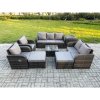 Fimous Rattan Garden Furniture 8 Piece Patio Set Table Sofa Chairs With 2 Big Footstool Side Table
