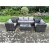 Fimous Rattan Garden Furniture Set with 3 Seater Sofa Coffee Table 2 Side Tables 2 Armchairs Indoor Outdoor Patio Lounge Sofa Set Dark Grey Mixed