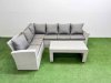 Fimous Rattan Garden Furniture Set Outdoor 6 Seater Corner Sofa Sets with Oblong Coffee Table Light Grey Mixed