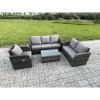 Fimous Patio Garden Furniture Sets Wicker 6 Seater Outdoor Rattan Furniture Sofa Sets with Rectangular Coffee Table Reclining Chair Loveseat Sofa 3 Seater Sofa